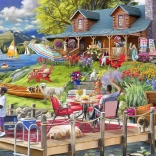 Puzzle Chalet de Montagne au Bord du Lac 1000 Pièces Bluebird