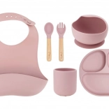 Set de vaisselle en silicone pour enfants MoMi AMI rose