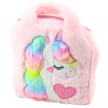 Sac à main enfant en peluche avec licorne rose