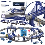 Circuit de train de police électrique avec voitures, 92 pièces, 300 cm