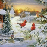 Puzzle Cardinaux au coucher du soleil 1000 pièces Cobble Hill