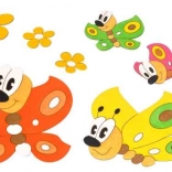 Décoration en bois Papillons et Fleurs