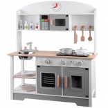 Cuisine interactive en bois pour enfants blanc-gris avec accessoires