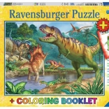 Puzzle monde préhistorique des dinosaures XXL 100 pièces + livre de coloriage RAVENSBURGER
