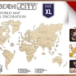 Carte du monde en bois XL 120 × 80 cm rouge WOODEN CITY
