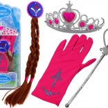 Set d’accessoires pour petites princesses Baguette Gants Couronne Tresses