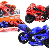 Moto sportive à propulsion à friction, lumière et son, 2 couleurs