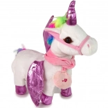 Licorne en peluche interactive avec ailes roses