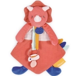 Set cadeau doudou - jouet avec attache-tétine dinosaure rose