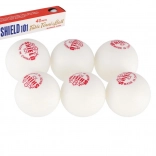 balles de tennis de table SHIELD blanches sans couture 40 mm, 6 pcs en boîte