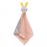 Petit Collage doudou lapin rose en coton biologique