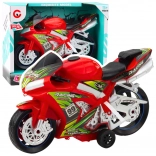 Moto de course jouet avec effets de lumière et de son rouge