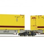 Roco wagon porte-conteneurs articulé Sdggmrs/T2000 AAE avec conteneurs DHL, H0