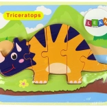 Puzzle en bois dinosaures – tricératops ou ankylosaure, orange