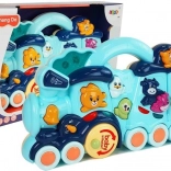 Locomotive interactive bleue pour enfants avec sons d’animaux et effets lumineux