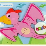 Puzzle en bois dinosaures – ptérodactyle rose ou pliosaure bleu