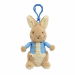 Porte-clés en peluche Lapin Pierre avec clip bleu 13 cm