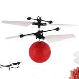 Boule hélicoptère volante avec capteur de mouvement, lumineuse, recharge USB – rouge