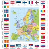 Puzzle Carte de l’Europe et drapeaux 70 pièces