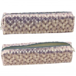 Trousse à crayons stylée motif écailles marines - violet et or