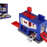 Garage de stationnement de police avec petite voiture