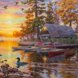 Puzzle Cabanon avec canoës 1000 pièces