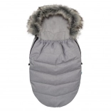 Chancelière bébé avec fourrure gris clair