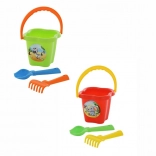 Set de sable avec seau, pelle et râteau