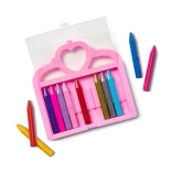 Crayons de cire pour enfants – 12 couleurs dans un étui rose avec couronne