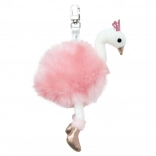 Porte-clés en peluche Cygne rose 12 cm