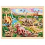 Goki puzzle en bois Sentier des dinosaures, 96 pièces