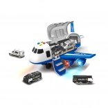 Avion de police avec soute à bagages et 3 petites voitures