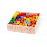 Perles à enfiler en bois dans une boîte BIGJIGS TOYS