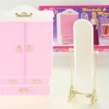 Armoire vestiaire et miroir pour poupées Glorie
