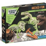 Clementoni Science & Play ArcheoFun : T‑Rex et Tricératops – kit de fouille avec squelettes lumineux