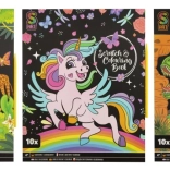 Set de cartes à gratter et de coloriage pour enfants – 10 feuilles avec stylet en plastique