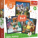 Puzzle 3-en-1 Découvre les chatons adorables 44 CATS