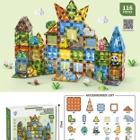 Jeu de construction magnétique pour enfants 116 pièces avec animaux