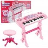 Petit piano électronique pour enfants avec microphone, 37 touches, rose