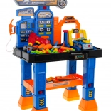 Atelier auto interactif 4 en 1 pour enfants 3+ avec établi, station de lavage, station-service, petite voiture et perceuse