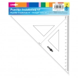 équerre triangulaire avec repère 16 cm, transparente