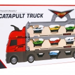 Set 3-en-1 – camion avec plateforme et catapulte pour petites voitures, 3+