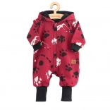 Combinaison bébé en coton avec capuche et petites oreilles NEW BABY Paw – rose foncé