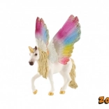 Licorne en plastique avec ailes arc-en-ciel 13 cm