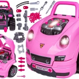 Voiture rose pour petit mécanicien avec cockpit interactif et télécommande, 3+