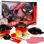 Ensemble de cuisine pour enfants 3+ avec casseroles, ustensiles de cuisine et répliques alimentaires, 22 pièces