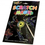 Feuilles à gratter arc-en-ciel avec pochoirs et stylet en bois