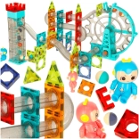 Jeu de construction magnétique avec piste à billes et module musical, 118 pièces