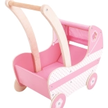 Poussette en bois rose pour poupées