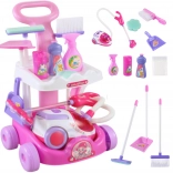 Woopie chariot de ménage pour enfants avec aspirateur et fonction d’aspiration, 11 accessoires